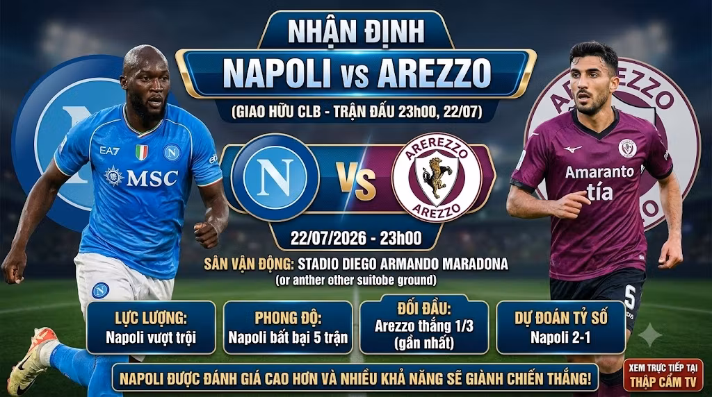 Nhận Định Napoli vs Arezzo (23h00, 22/07) | Lời Giải Chiến Thuật Từ Chuyên Gia