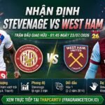 Ảnh bìa nhận định lực lượng, phong độ và đối đầu trận giao hữu giữa Stevenage vs West Ham ngày 23/07/2026 trên ThapcamTV.
