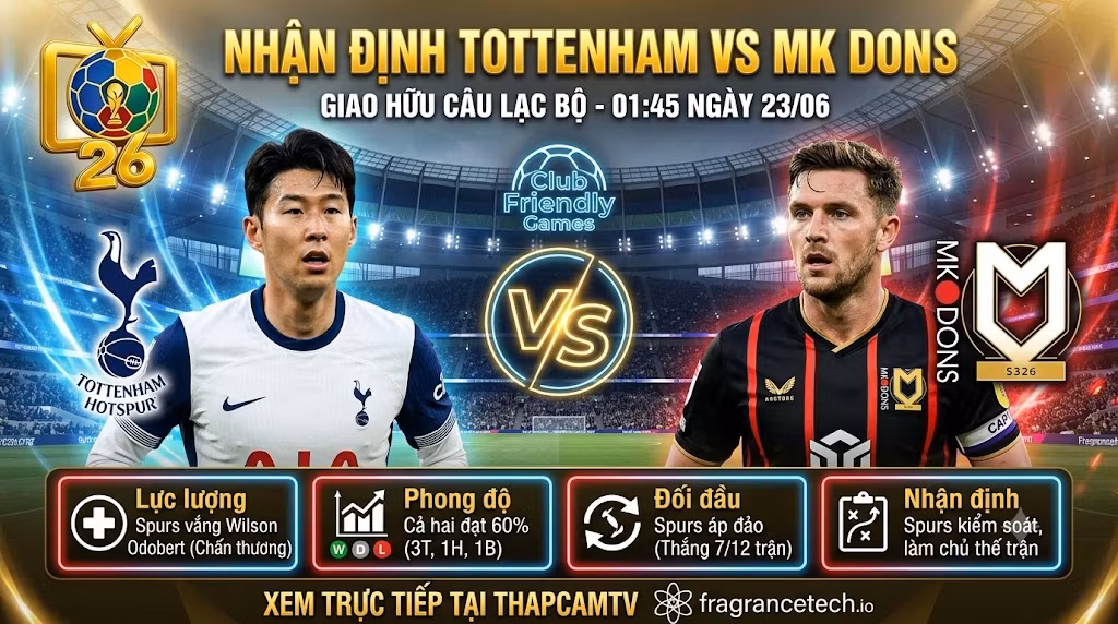 Nhận Định Tottenham vs MK Dons (01:45, 23/07) | Thử Nghiệm Sa Bàn